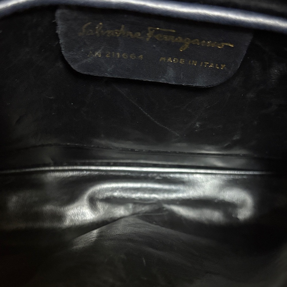 EUC Ferragamo Elegant Black Leather Handbag with Gold Accents - Picture 12 of 16